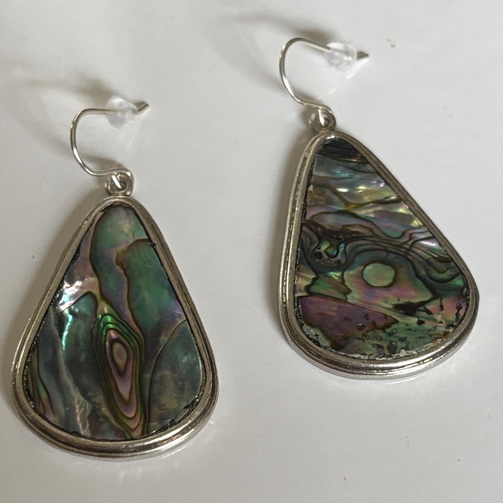 Kenneth Cole Reaction Silver Abalone Teardrop Earrings